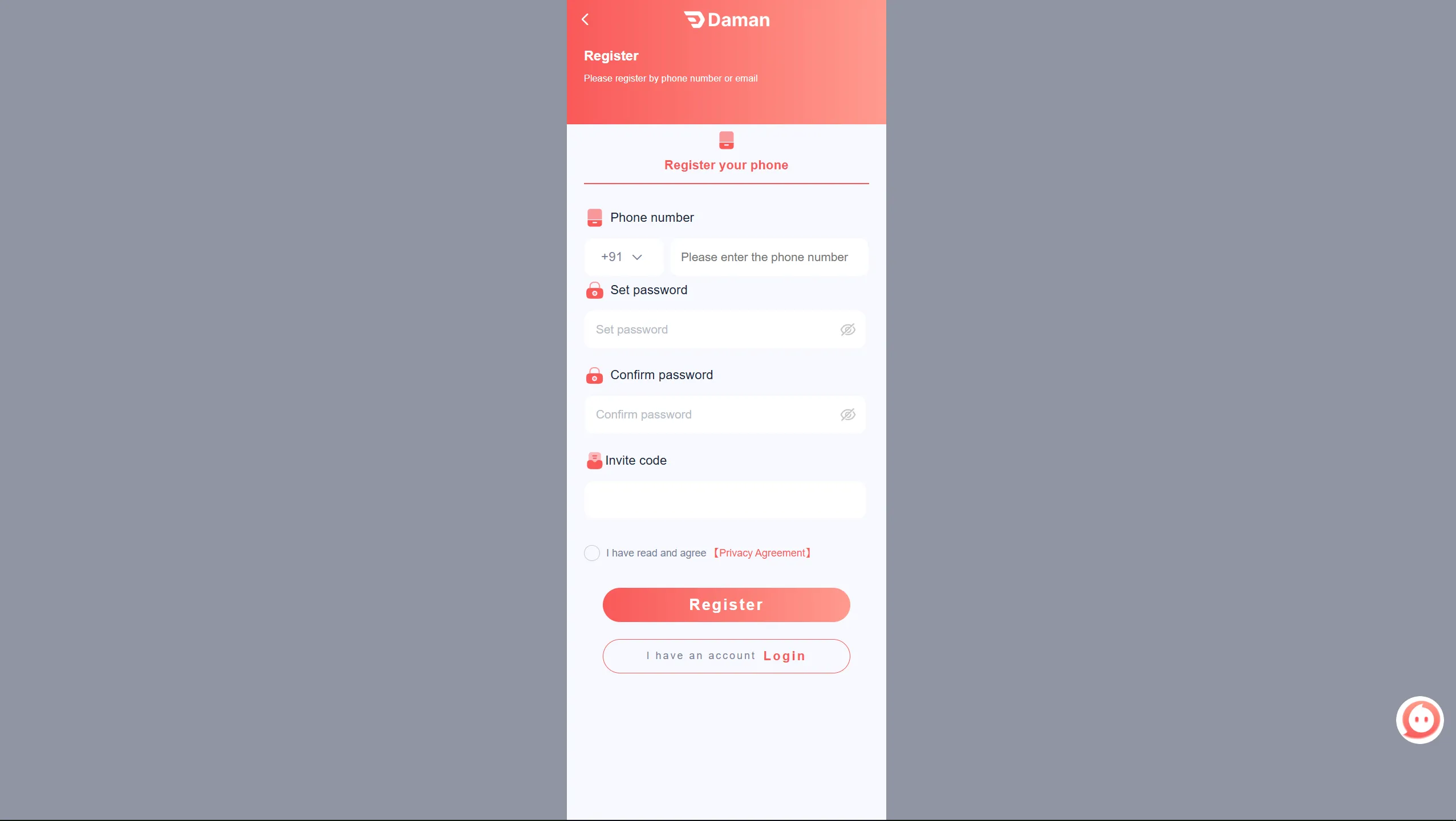 Daman Game login and simple registration